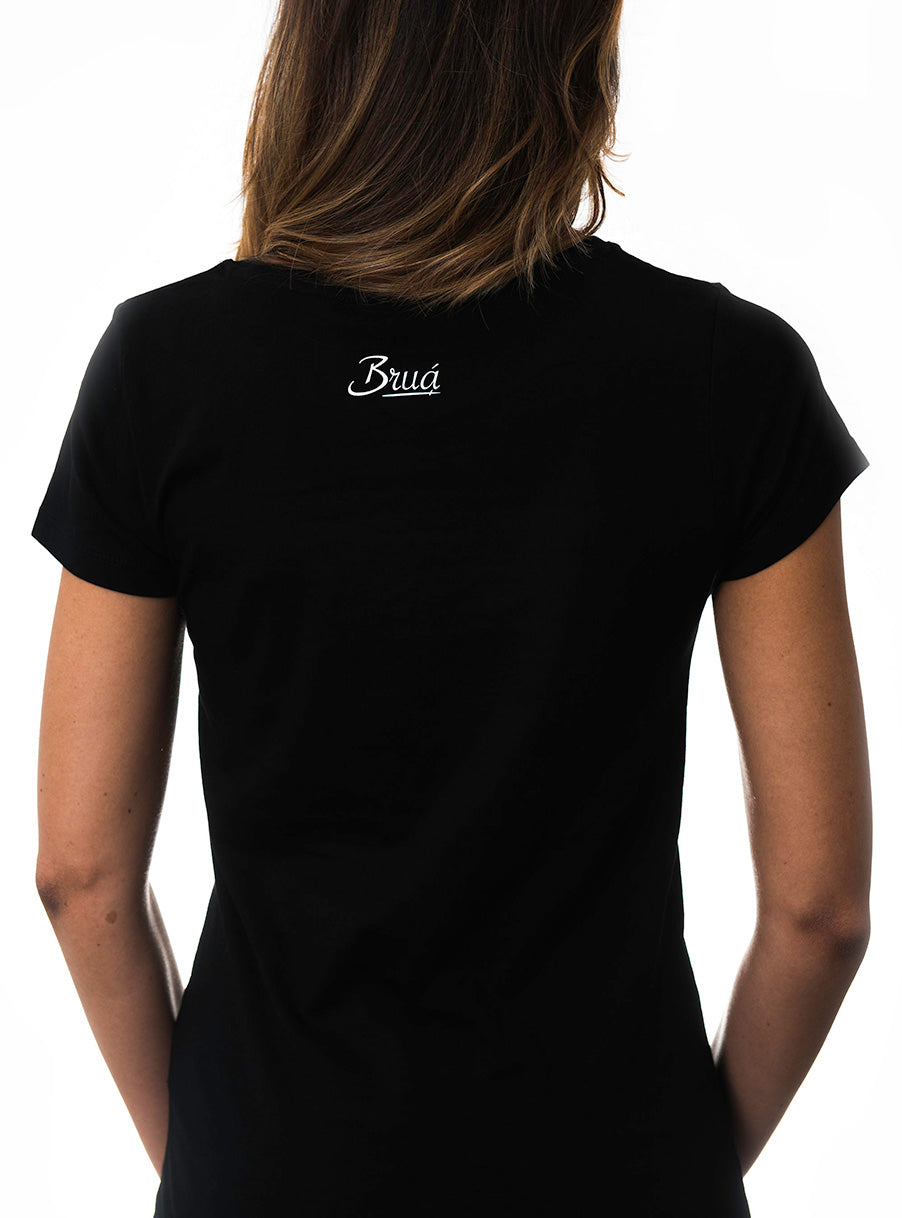 Bruá on the back Woman Black t-shirt back model