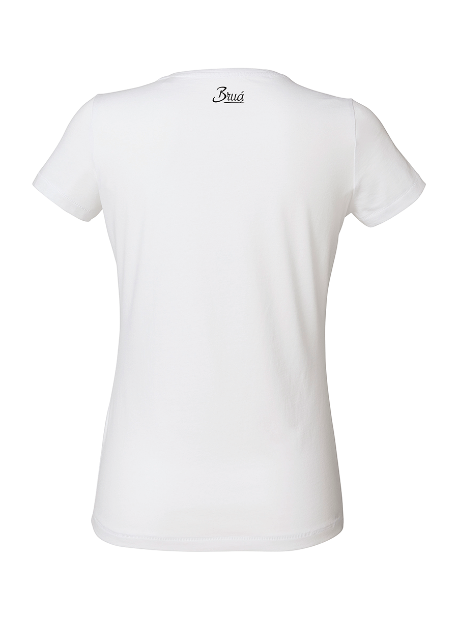Women white t-shirt Bruá on the back